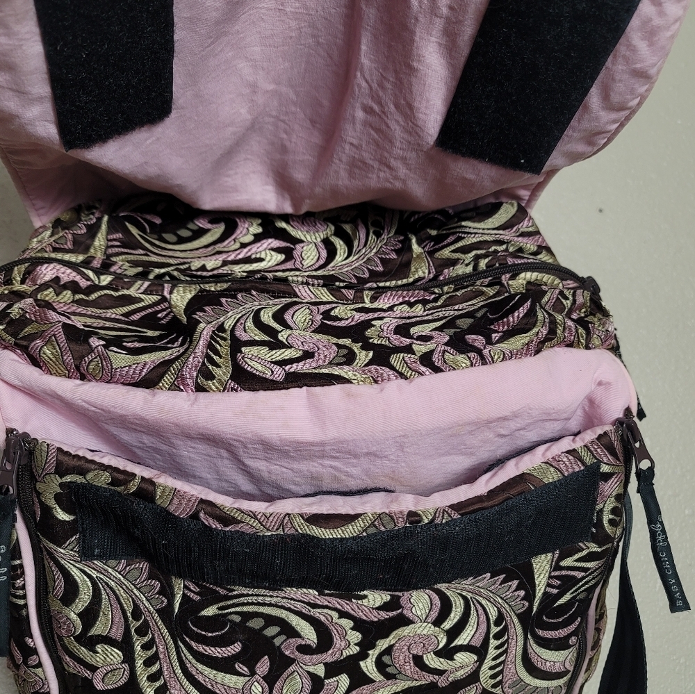 Petunia Pickle Bottom Brown Pink Tan Floral Paisley Diaper Bag - Picture 7 of 16